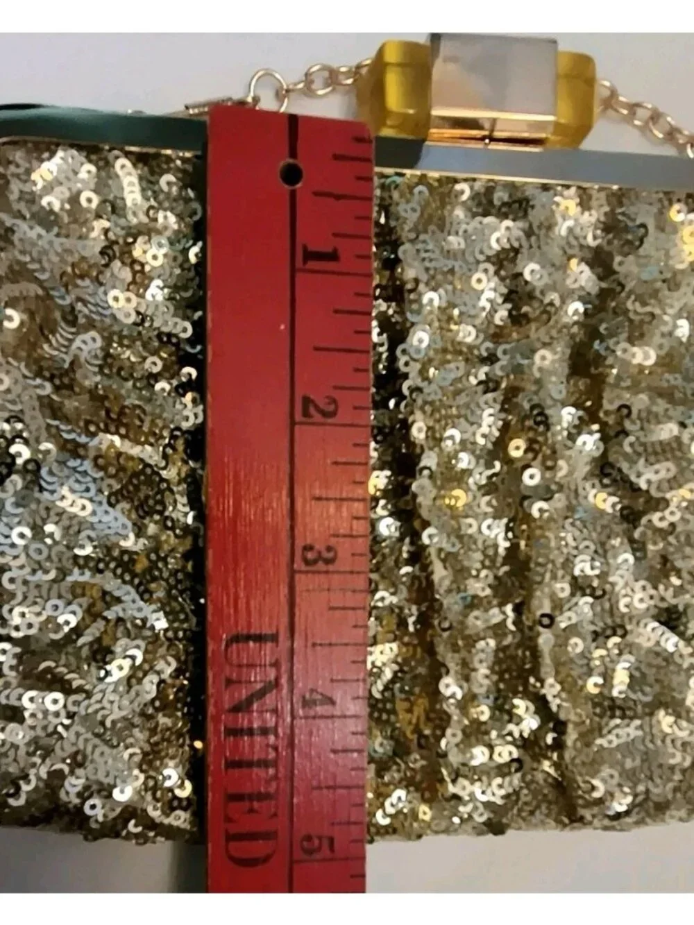 Beautiful Gold sequin evening clutch bag by Sasha New York